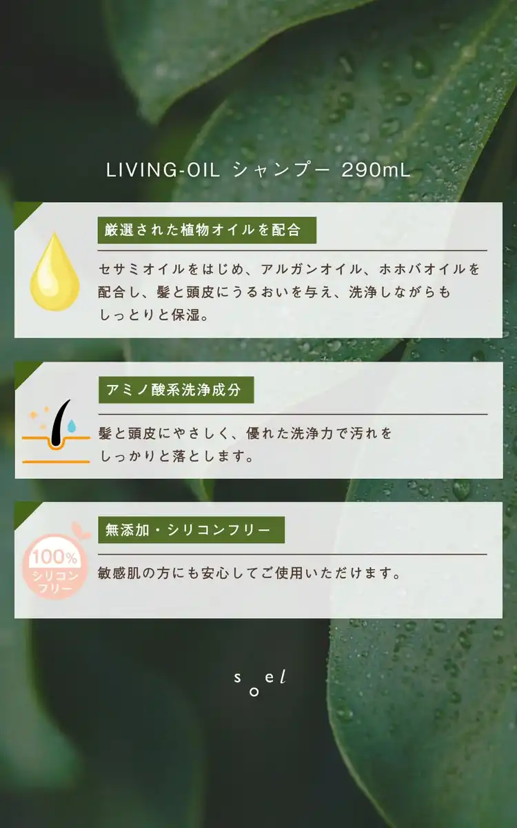 Soel Living Oil Shampoo 290Ml Natural Scalp Care Lily Musk Scent