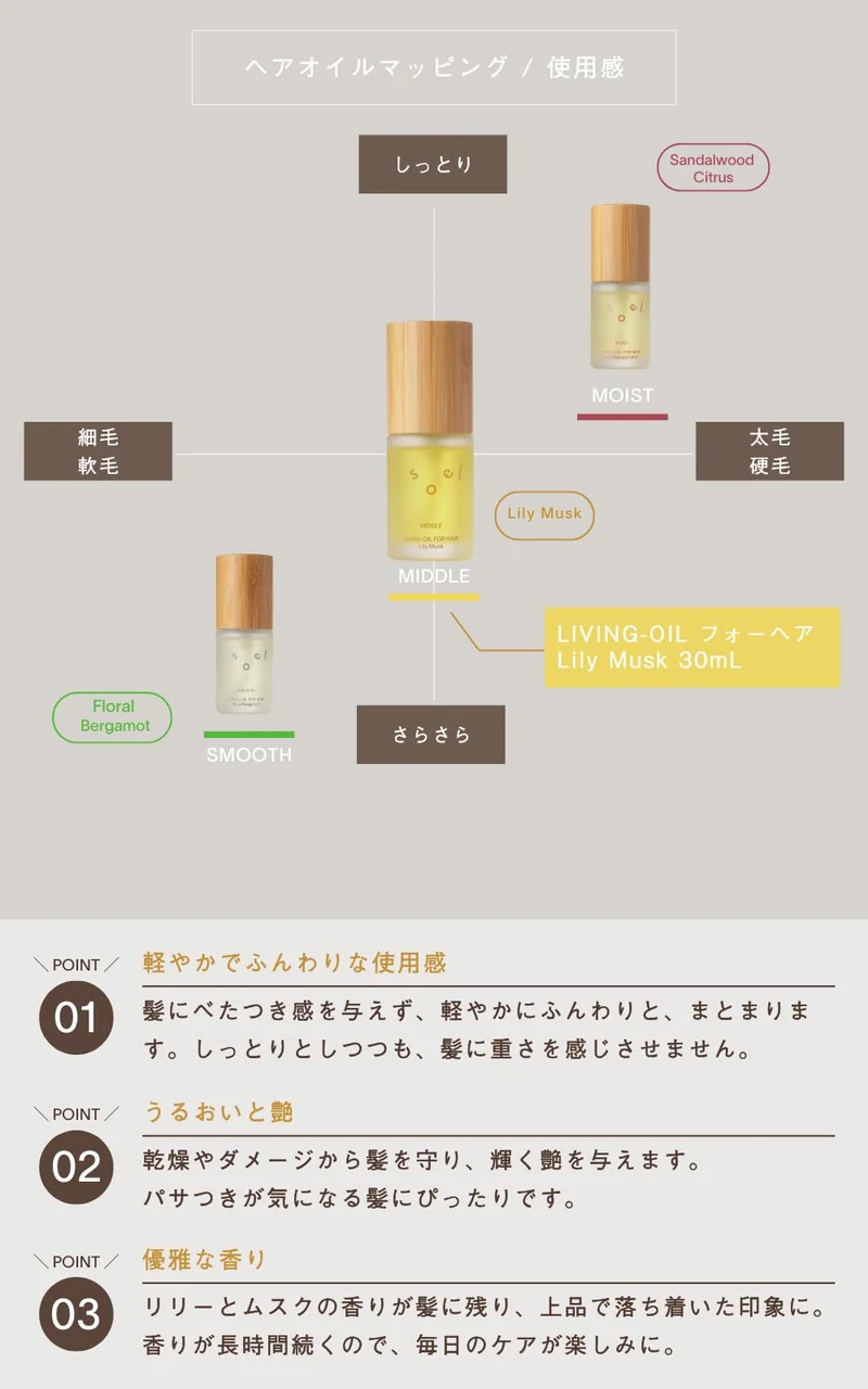 Soel Living Hair Oil 30mL - Perfect Volume Lily Musk Organic Formula