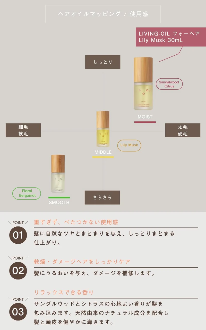 Soel Hair Oil 30ml Sandalwood Citrus Scent Organic Moisture Boost