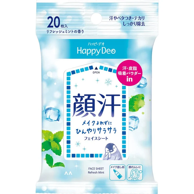 Mandom Md Happy Deo Face Sheet Refresh Mint 20 Pack for Fresh Skin