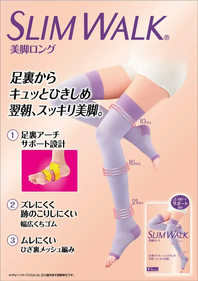 Slim Walk Beautiful Legs Long Lavender Compression Socks M-L with Arch Support