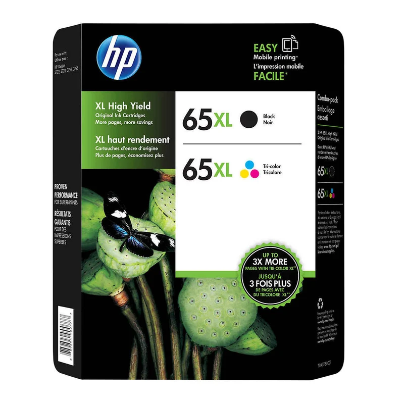 HP - Paquet de 2 Cartouches d'Encre 65XL
