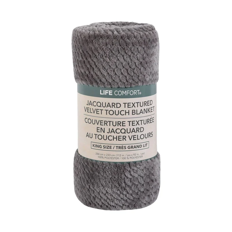 LIFE COMFORT - Couverture Texturée en Jacquard au Toucher Velours