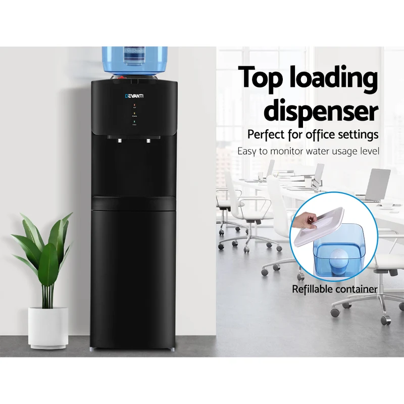 Devanti Water Cooler Dispenser Stand 22L Bottle Black with 2 Filter