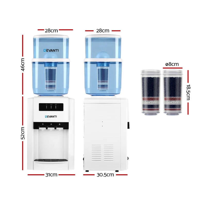 Devanti Water Cooler Dispenser Bench Top 22L with 2 Filter