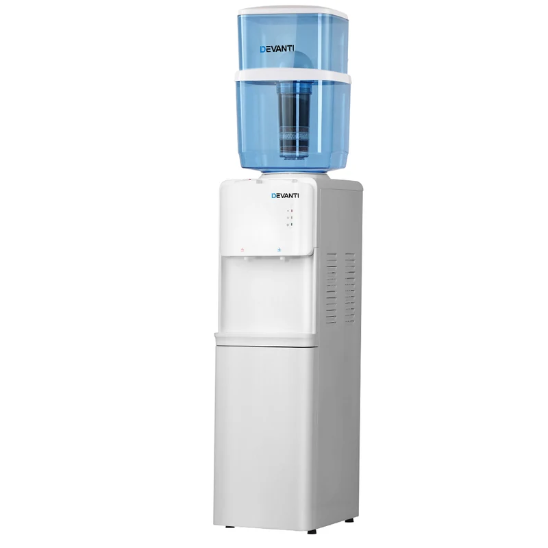 Devanti Water Cooler Dispenser Stand 22L Bottle White with 2 Filter