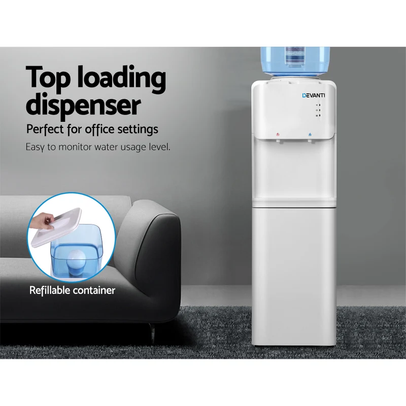 Devanti Water Cooler Dispenser Stand 22L Bottle White with 2 Filter