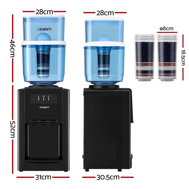 Devanti Water Cooler Dispenser Bench Top 22L with 2 Filter