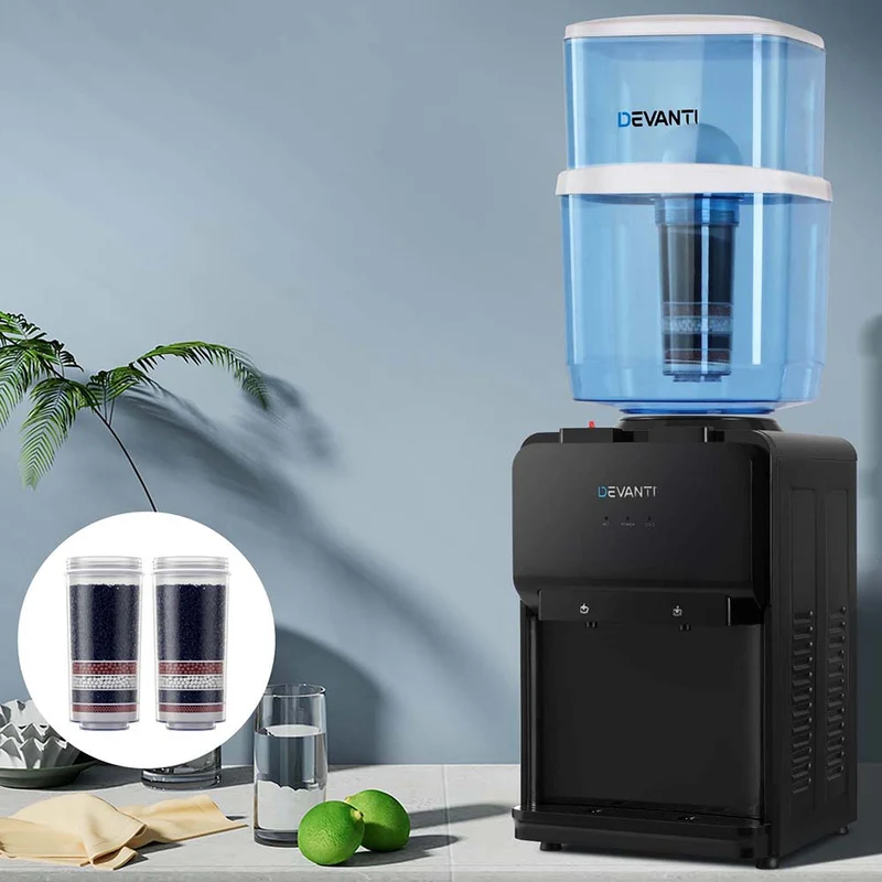 Devanti Water Cooler Dispenser 22L Bench Top Chiller Purifier Filter Hot Cold Black