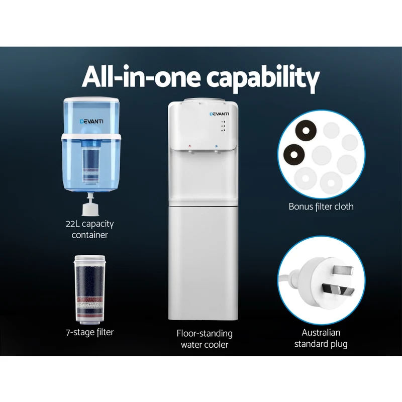 Devanti Water Cooler Dispenser Stand 22L Bottle White