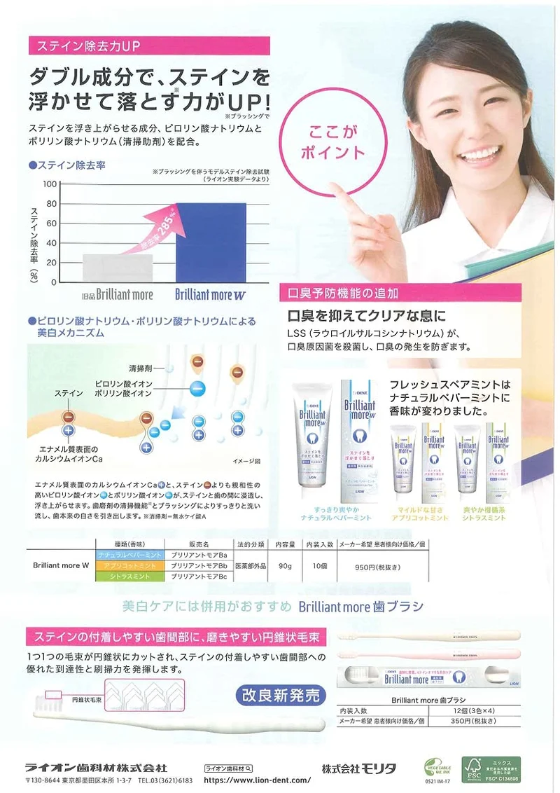 Lion Dental Materials Dent Health Brilliant More Double Peppermint 90G Paste