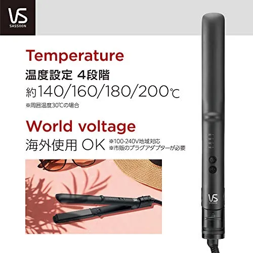 Vidal Sassoon Straight Hair Iron AC100-240V Basic Negative Ion 4 Temp VSI-1019 KJ Black