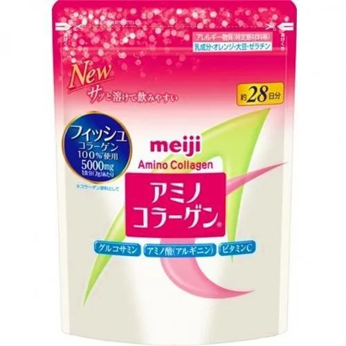 Meiji New Amino Collagen Powder Refill 196g 3-Count Bundle