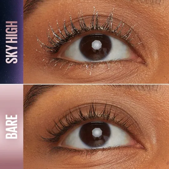 Maybelline New York Lash Sensational Sky High Mascara Space Diamond Glitter Topcoa en natuurlijk ogend volume