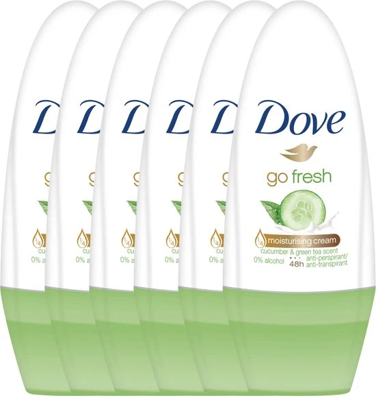 Dove Go Fresh Anti-transpirant Roller - Cucumber - 6 x 50 ml