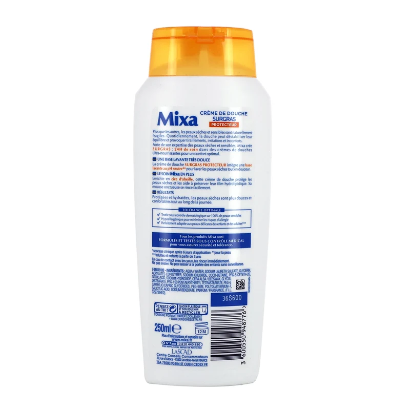 Crème de douche cire d'abeille - Mixa