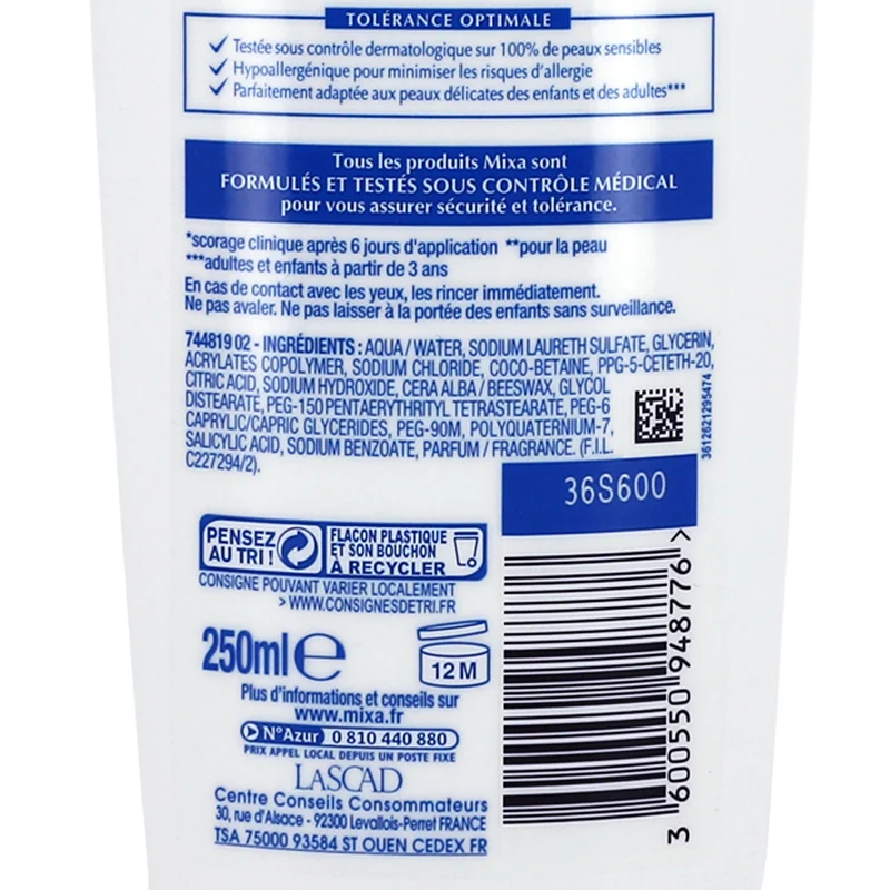 Crème de douche cire d'abeille - Mixa