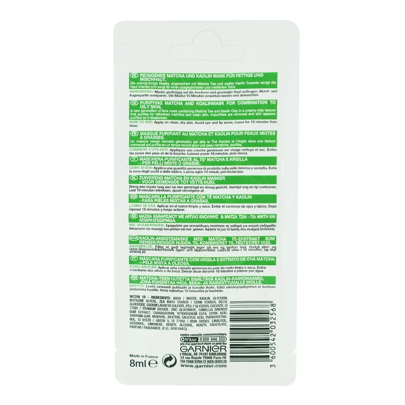 Masque purifiant au Matcha et Kaolin