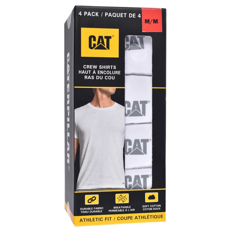 CAT - Paquet de 4 T-Shirt Ras du Cou pour Homme