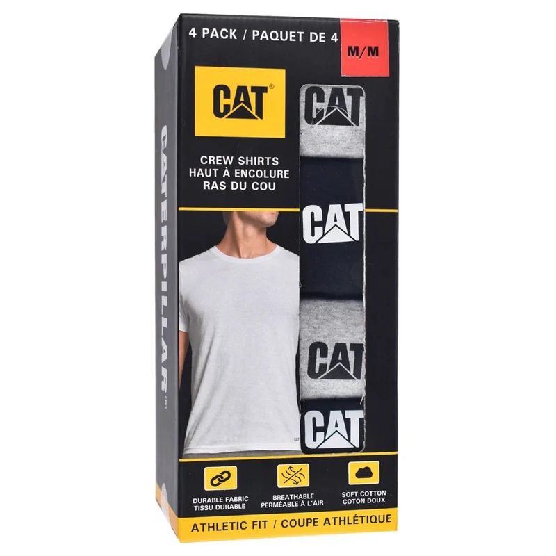 CAT - Paquet de 4 T-Shirt Ras du Cou pour Homme