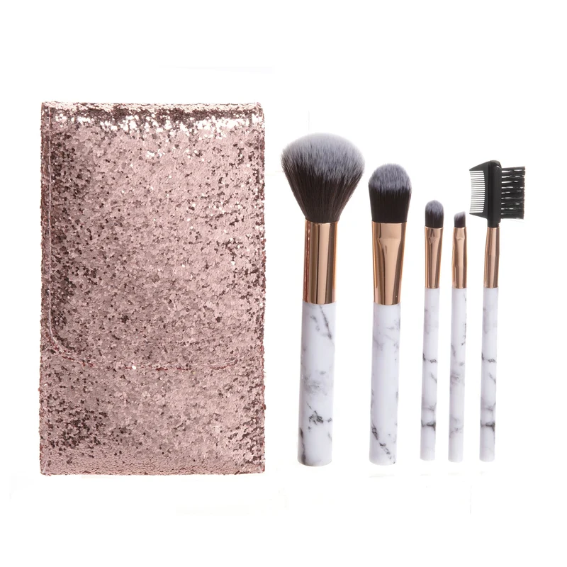 Coffret de 5 pinceaux de maquillage + 1 pochette