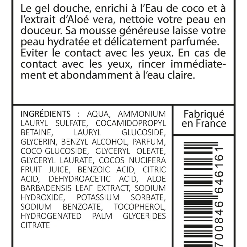 Gel douche eau de coco