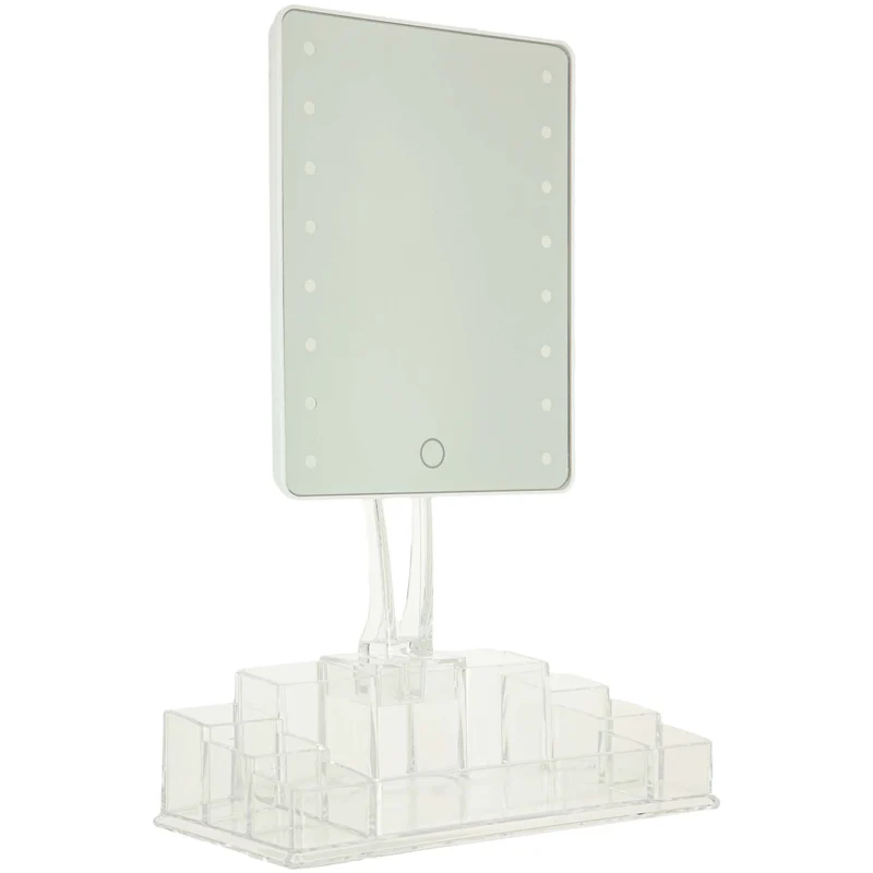 Miroir Led + rangement maquillage en acrylique