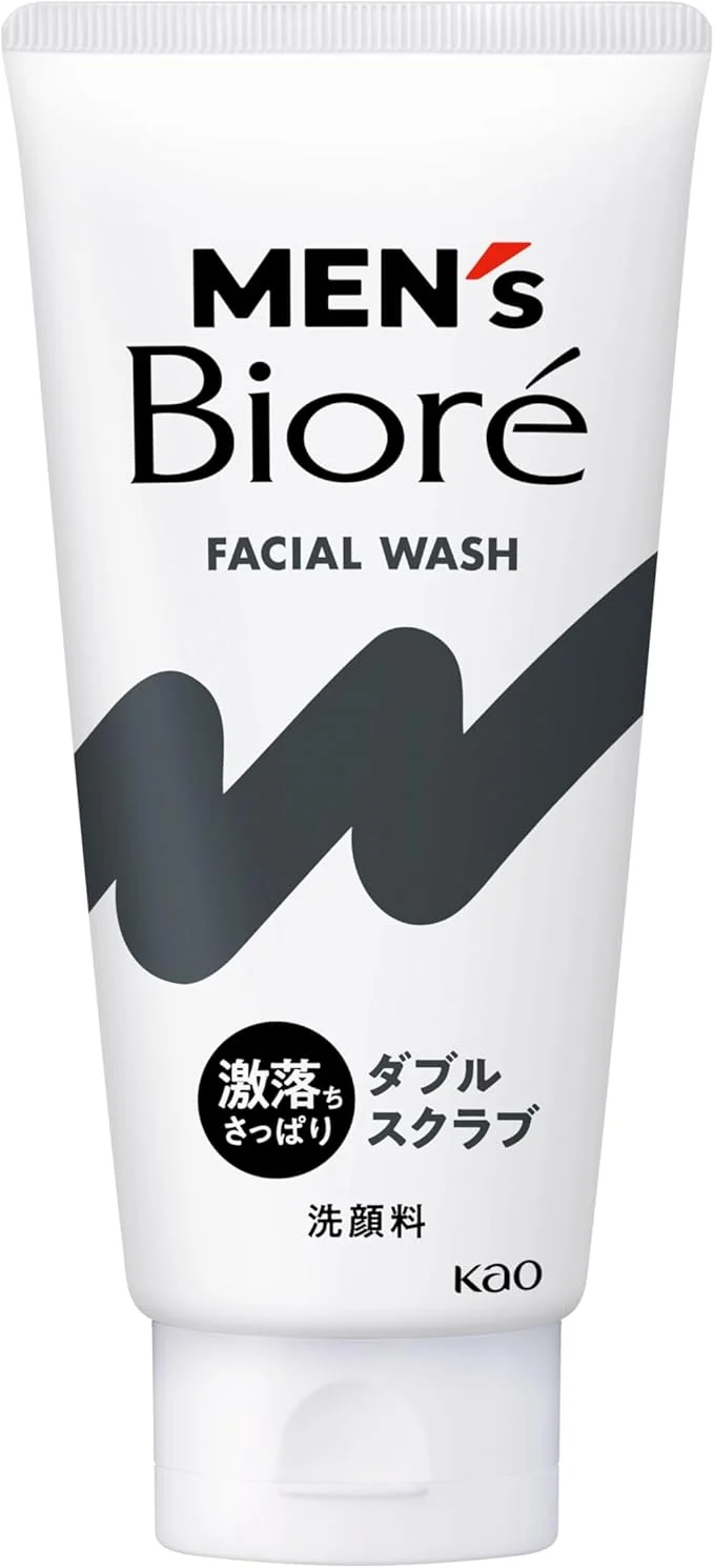 Kao Men's Biore Double Scrub Facial Wash 130g – Deep Cleansing for All Skin Types