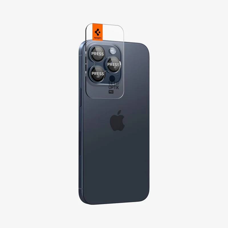 SPIGEN EZ Fit Optik Pro 2PCS Glass Camera Lens Protector for iPhone 17 Pro/Max/16 Pro/Max/15 Pro/Max/14 Pro/Max (Blue Titanium)