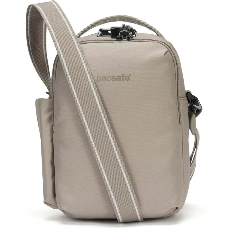 Pacsafe V Tour Anti-Theft RFID Blocking Tablet Fit Crossbody Bag Beige