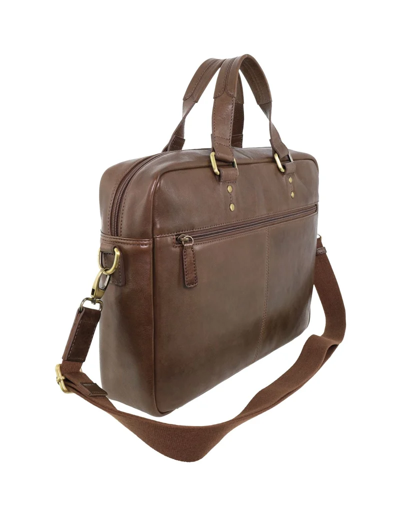Pierre Cardin Men's Leather Rustic Business/Laptop Shoulder Bag 41x29cm Oak