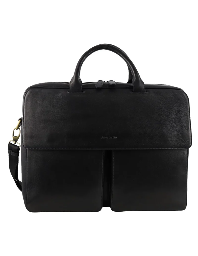Pierre Cardin Men's Leather Classic Messenger/Computer Bag 41x30cm Black