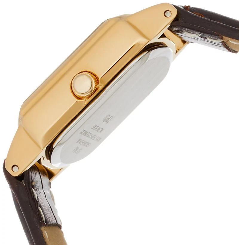 Citizen Q&Q Analog Waterproof Watch Leather Strap QA69-103 Gold