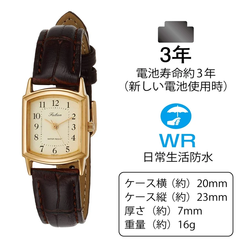 Citizen Q&Q Analog Waterproof Watch Leather Strap QA69-103 Gold