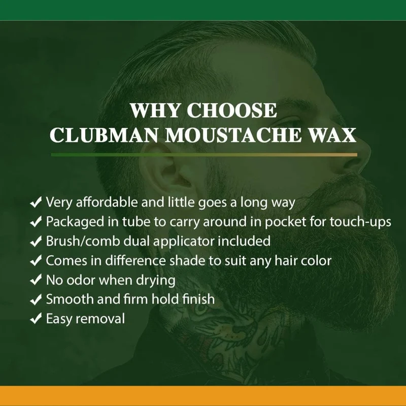 Cire à moustache avec brosse peigne - Noir (14g/0.5oz)