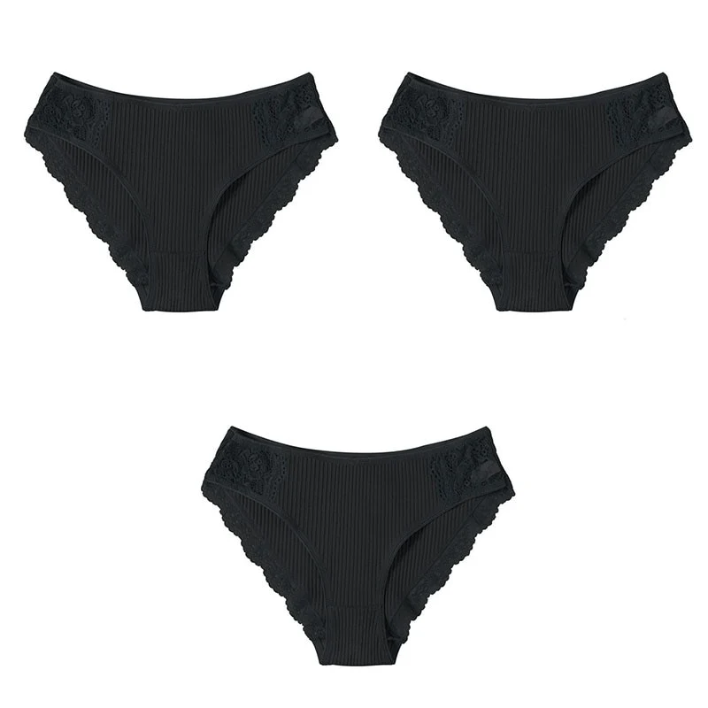 Lot de 3 culottes dentelle en coton
