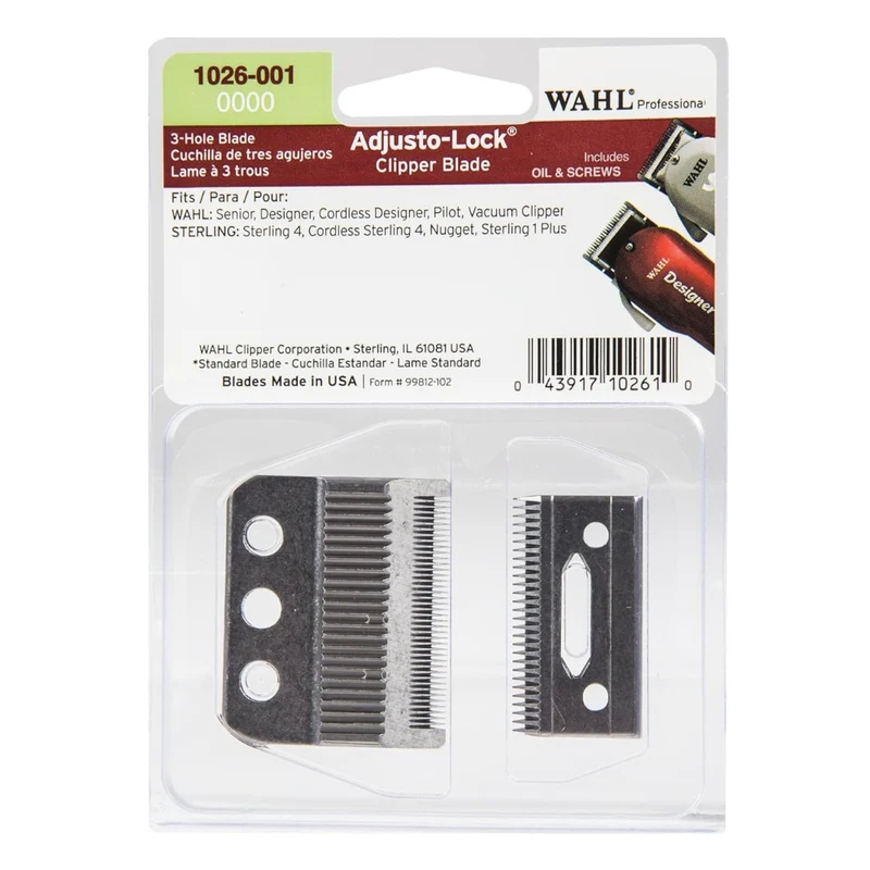 Lame de remplacement pour tondeuse Designer, Senior & Pilot, Lames Standard à 3 trous 0000 # 1026-001 - Argent