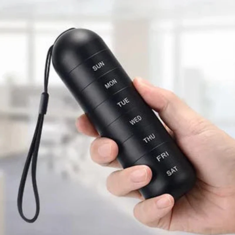 PillMate – Boîte de voyage pour pilules avec organiseur hebdomadaire et sangle