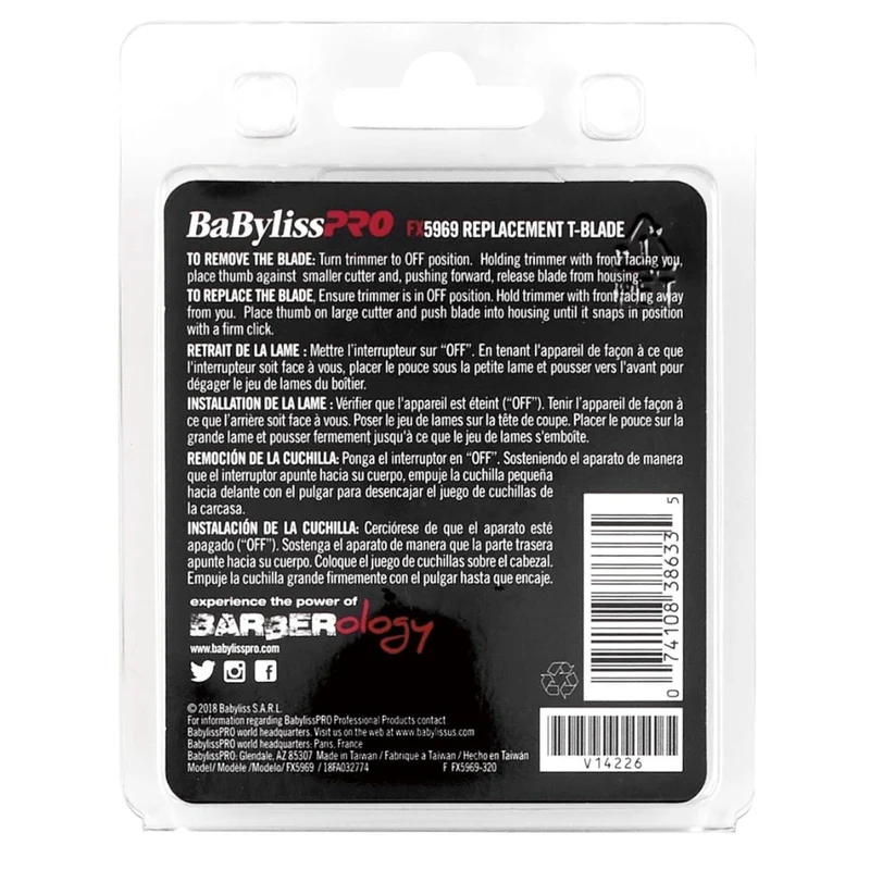 Lame de rechange pour tondeuse FlashFX et EtchFX, Lame en T ultra plate, en acier inoxydable "FX5969" - Noir