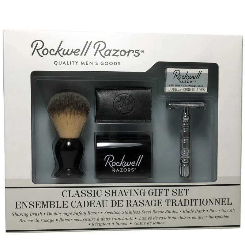 Ensemble cadeau rasage traditionnel - Chrome blanc