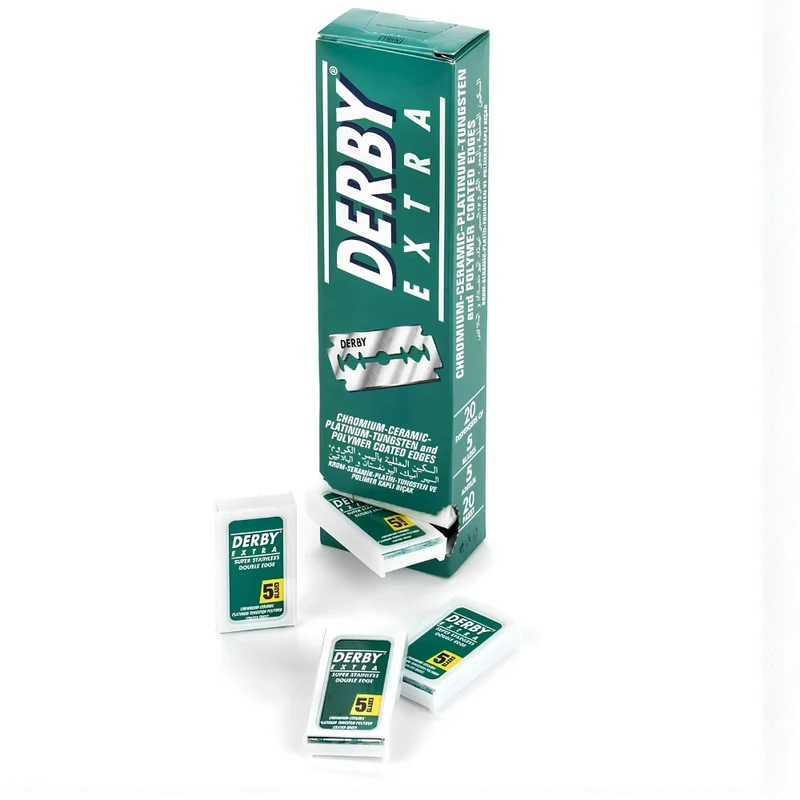Derby - 100 Lames de rasoir à double tranchant en acier inoxydable Extra (20 x 5 Lames)