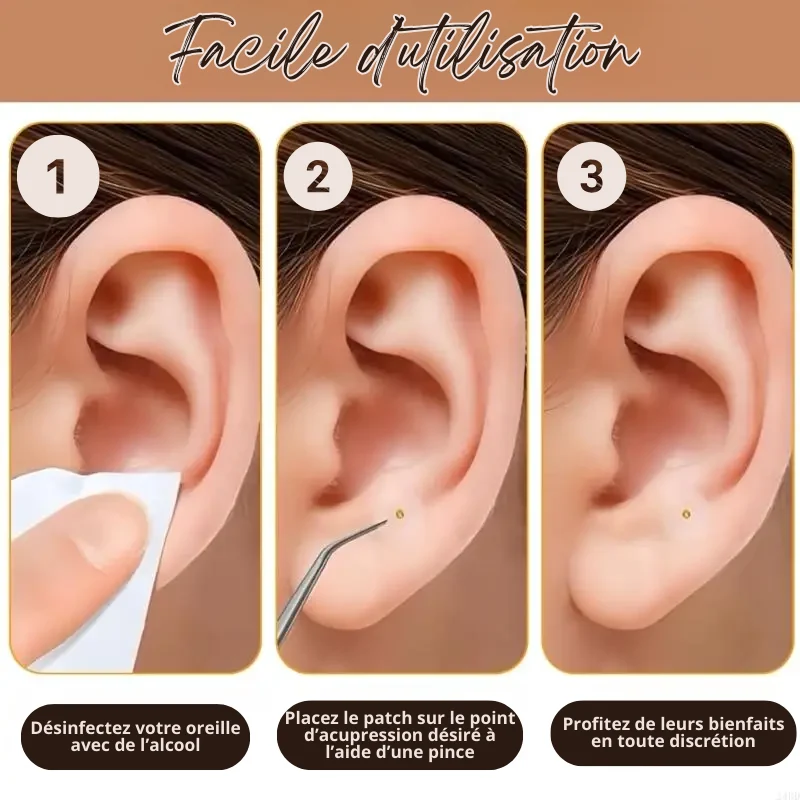 Lot de 100 Patchs Adhésifs d'Acupuncture pour Oreilles - Multiples Bienfaits