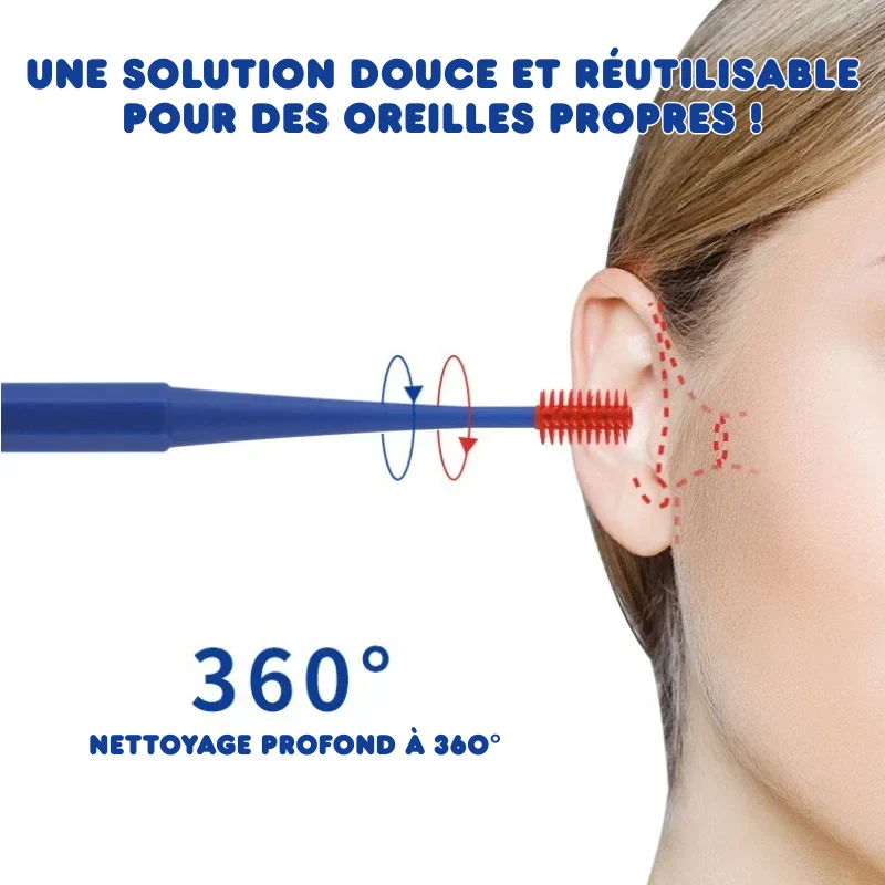 Lot de 10 Nettoyeurs d'Oreilles 2 en 1 en Silicone Réutilisables