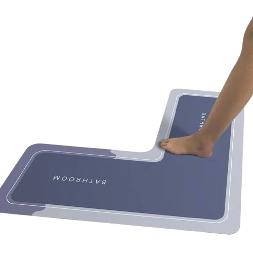 Tapis de Bain en Forme de L Absorbant & Antidérapant