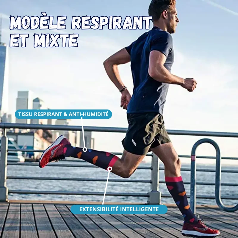 Lot de 6 Paires de Chaussettes de Compression à Motifs