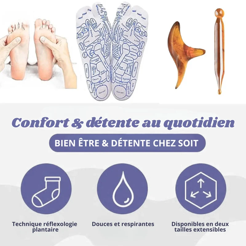 Chaussettes de Réflexologie Plantaire - Accessoires OFFERTS