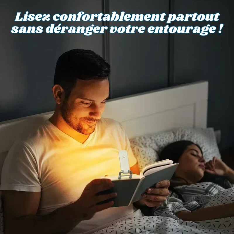 Mini Lampe à Clip de Lecture Portable - 3 Lumières + 5 Intensités