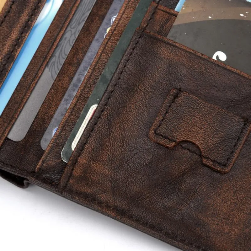 Portafoglio Vintage da Uomo RFID con Grande Capacità