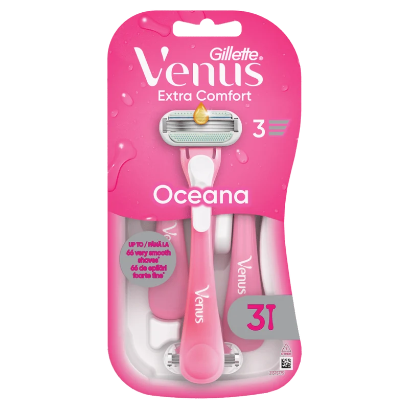 3 x Gillette Venus Extra Comfort Oceana Disposable Razors, Pack Of 3