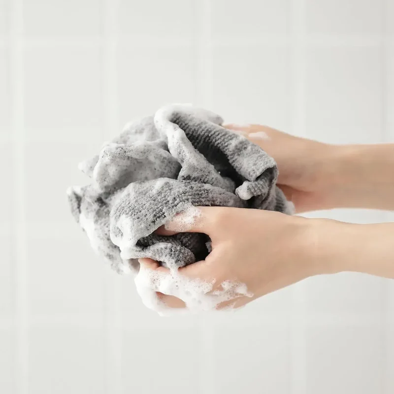 MUJI Foaming Body Towel Dark Gray 25 x 95 cm Rich Lather Bath
